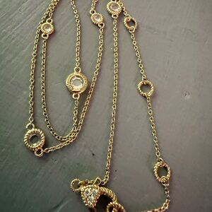 Judith Ripka 925 Sterling Silver 14K Gold Clad Floating Station Necklace NEW